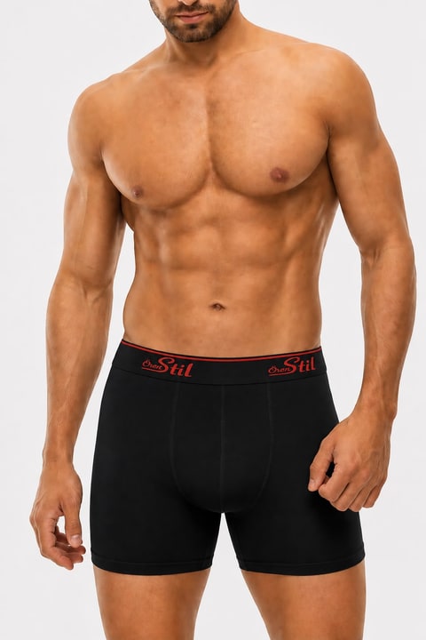 Stil Erkek Elestan Likralı Boxer Siyah
