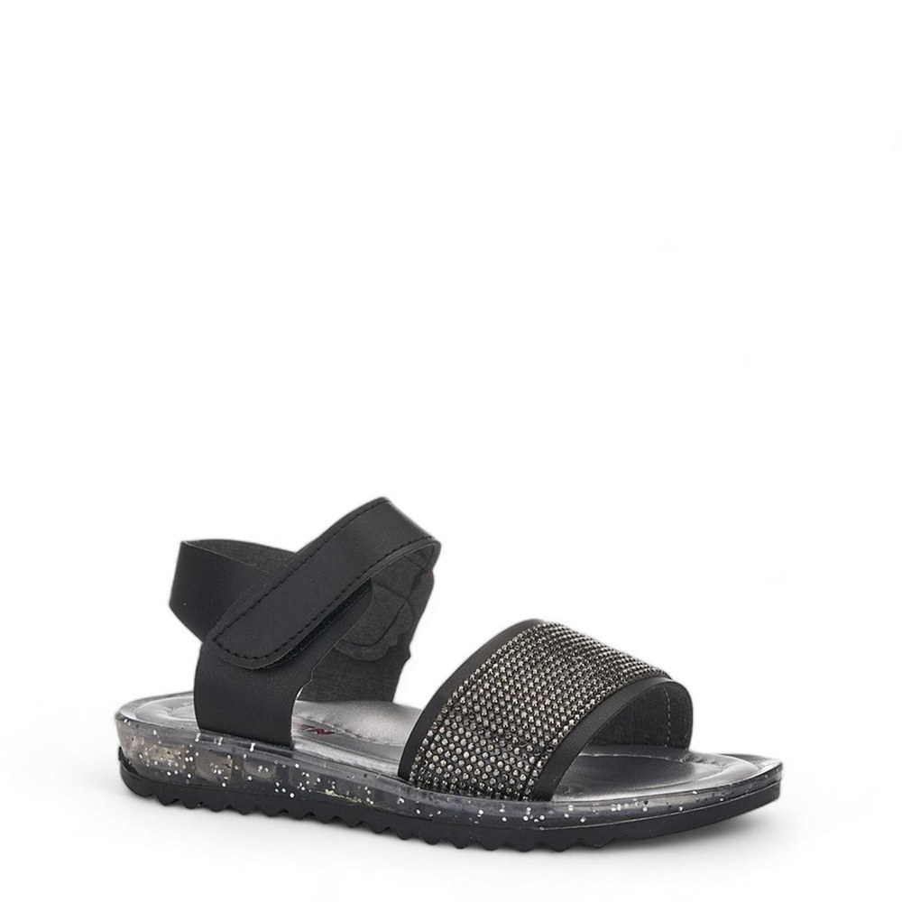 ARZEN Sandalet 015 7 Siyah Simli Taşlı