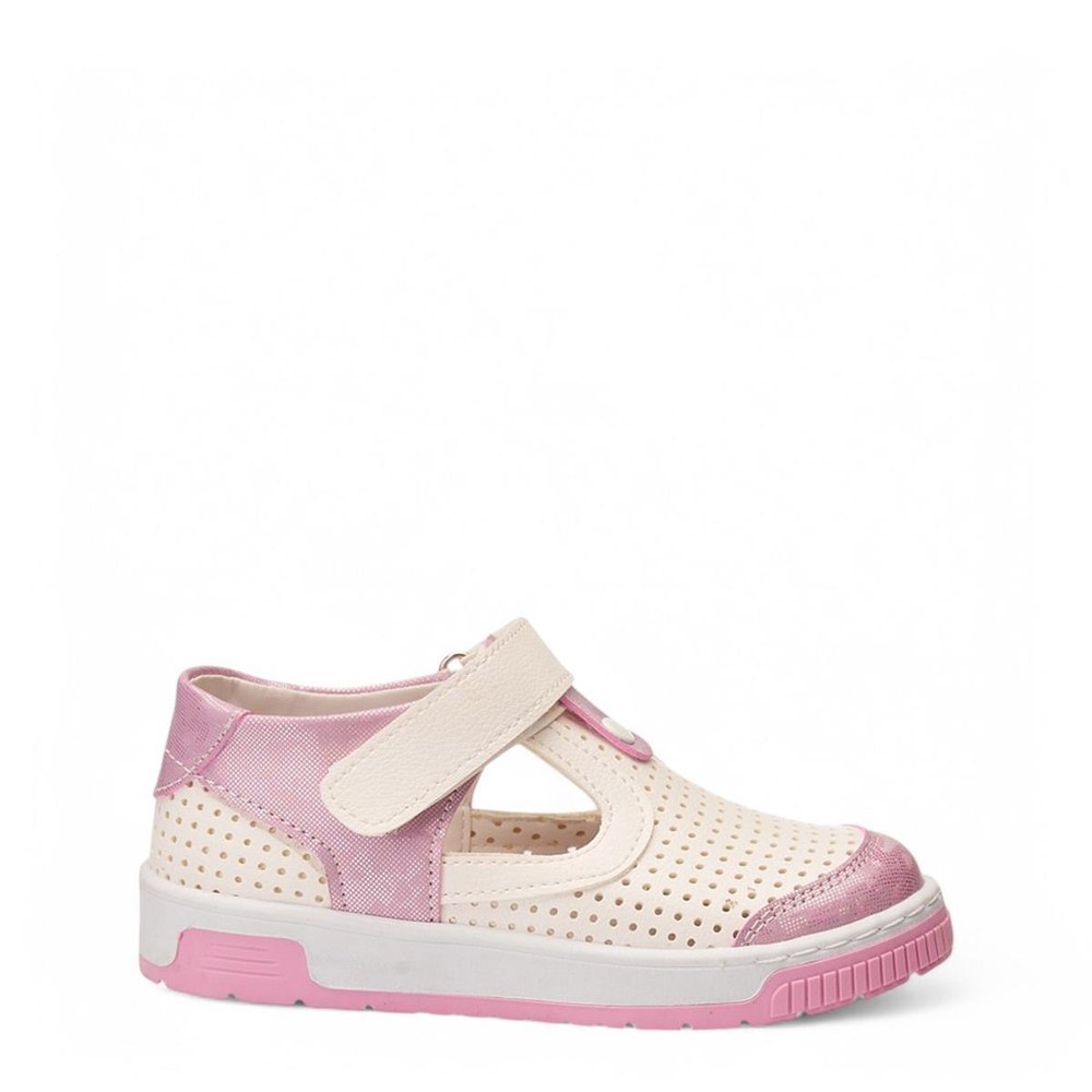 ARZEN Sandalet 025 Beyaz Pembe Simli