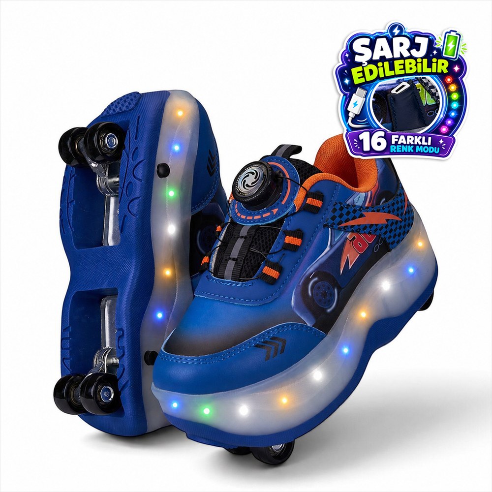 PANTER KİDS F Spor Paten 001 Mavi Turuncu (2)