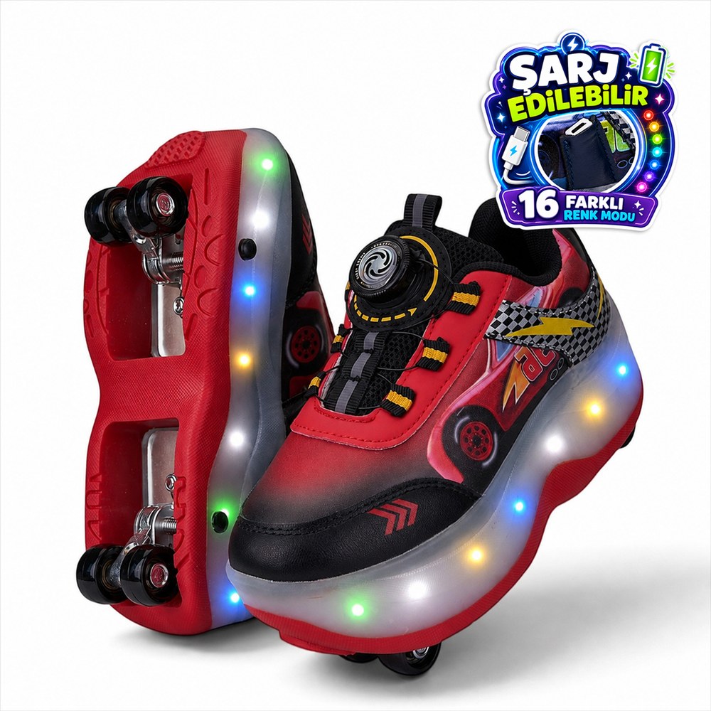 PANTER KİDS F Spor Paten 001 Siyah Kırmızı (1)