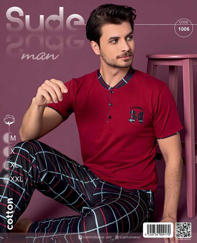 Sude Ctn K-1006 Erkek K.Kol Modal Pijama Takımı