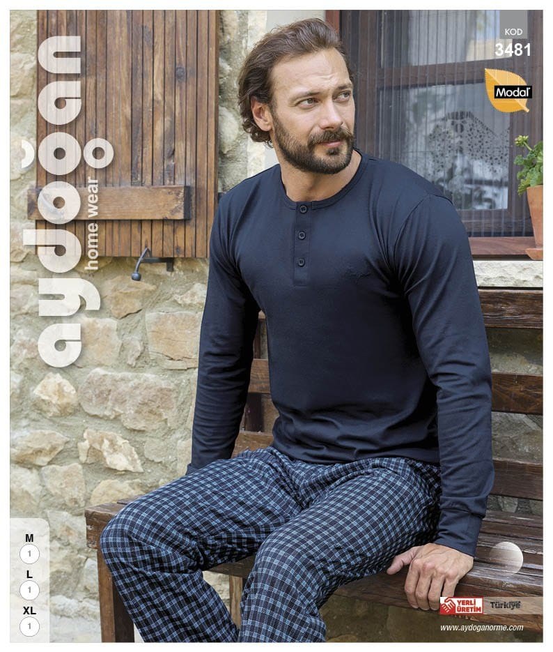 Aydoğan 3481 Bay Modal U.Kol Pijama Takım