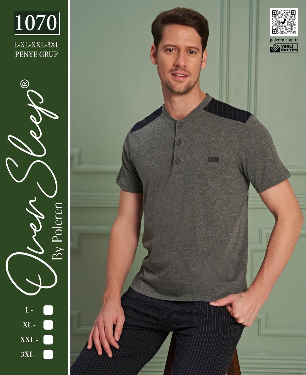 Over Sleep Erkek Battal Poleren Antrasit Pijama Takım