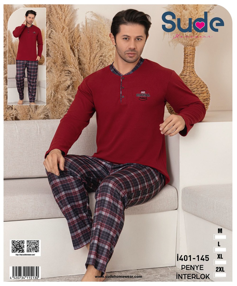 Sude İ-401-145 Erkek İnterlok Patlı Pijama Takım