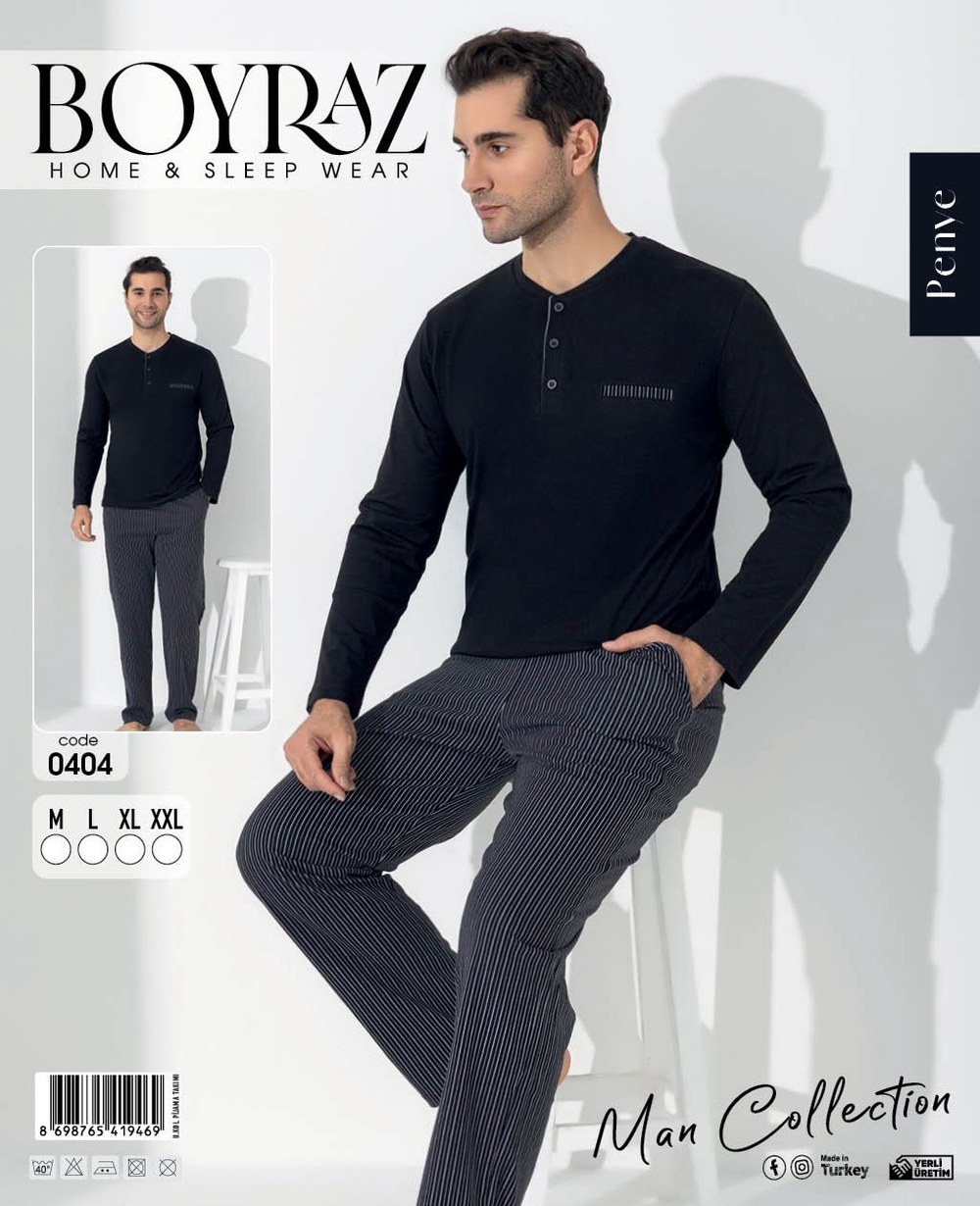 Boyraz 0404 Erkek Penye İnterlok Pijama Takımı