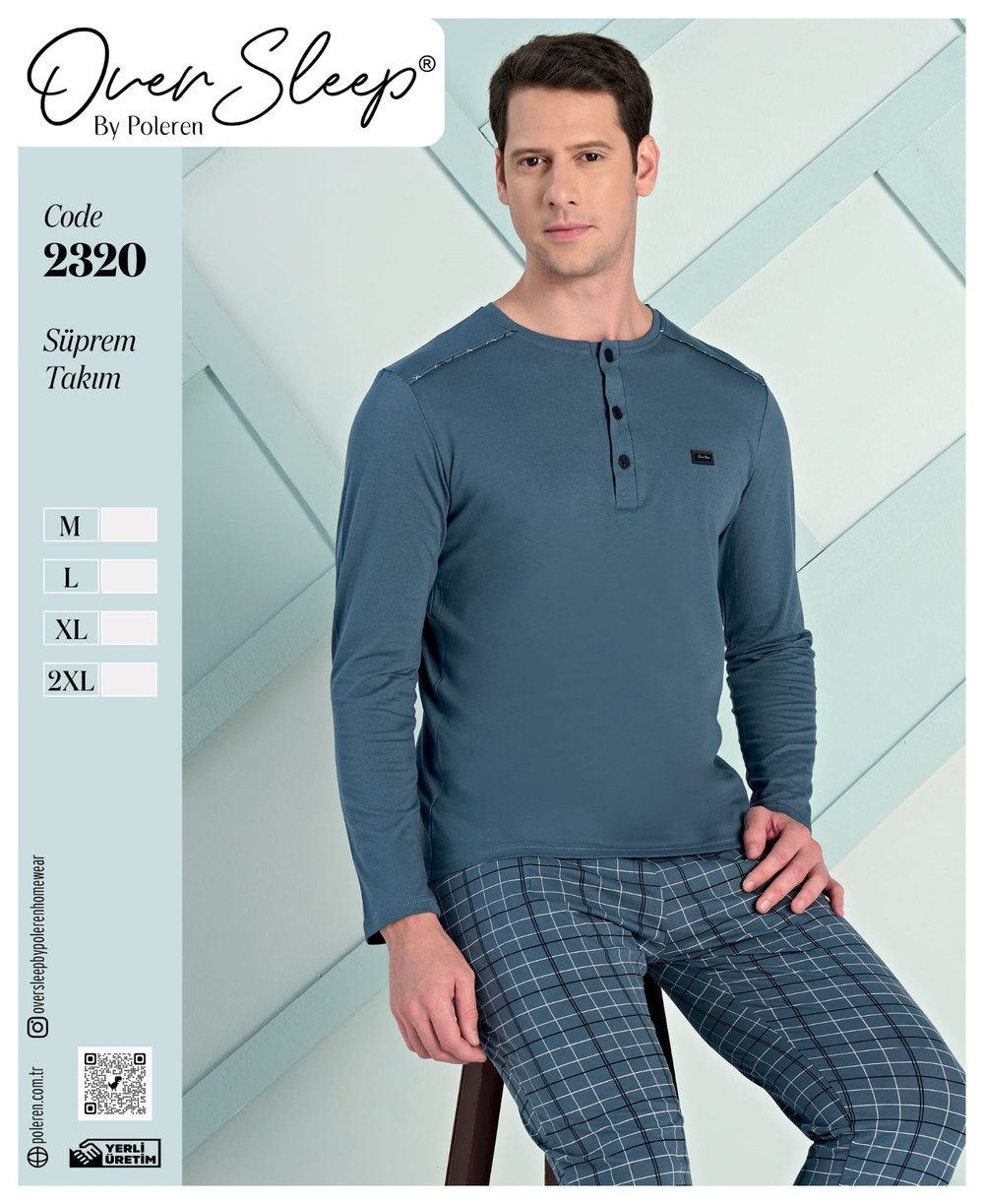 Over Sleep Erkek Poleren Petrol Süprem Pijama Takım