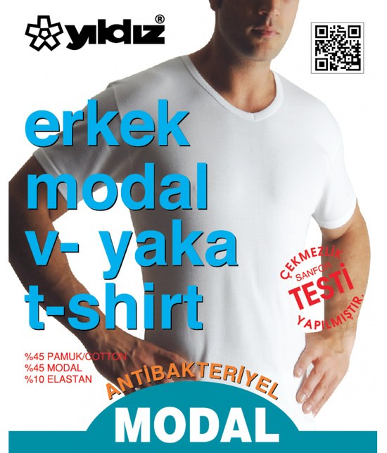 Yıldız 150 Modal V Yaka Beyaz Tshirt