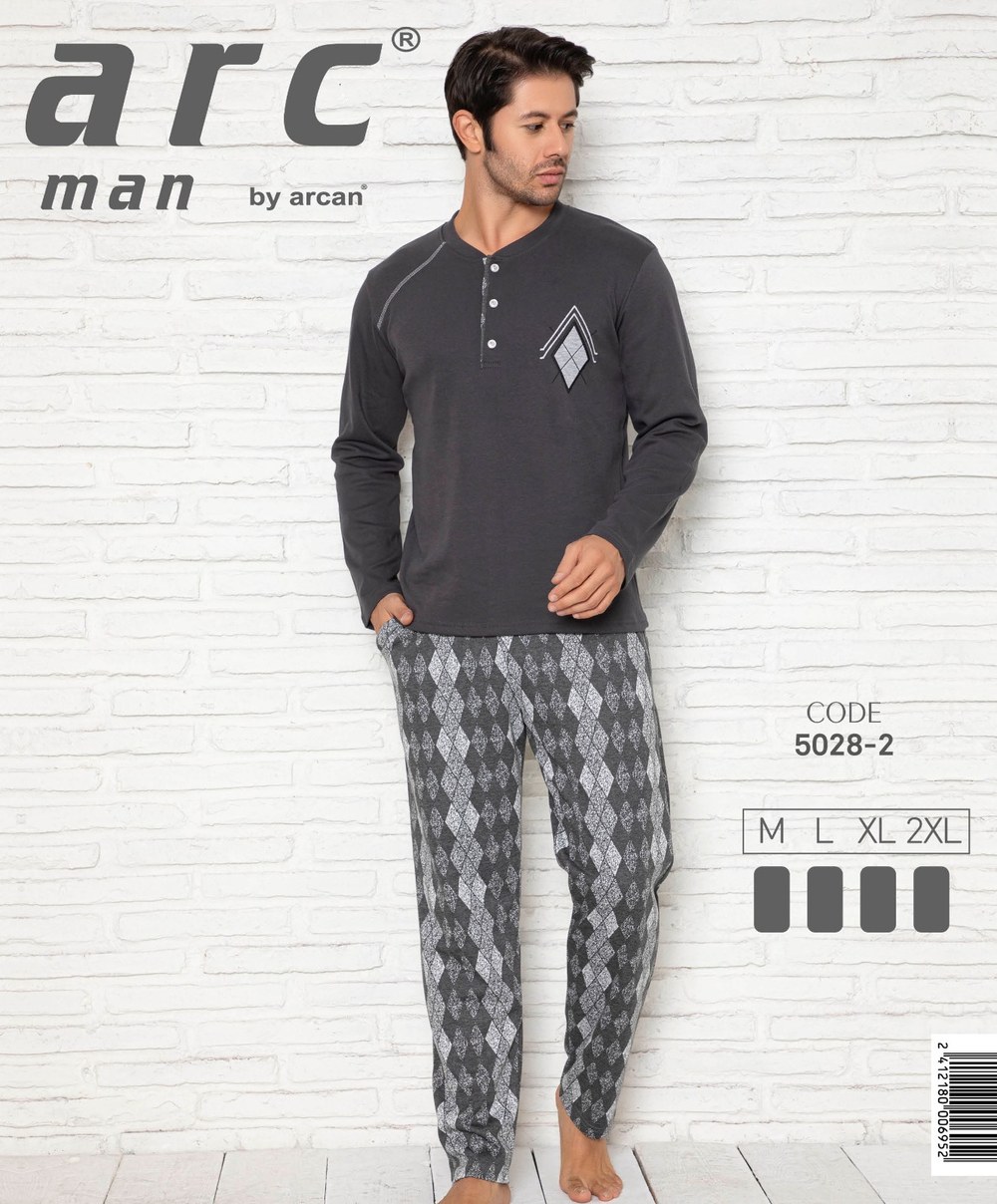 Arcan 5028-2 Jakarlı Erkek Uzun Kol Pj Takım
