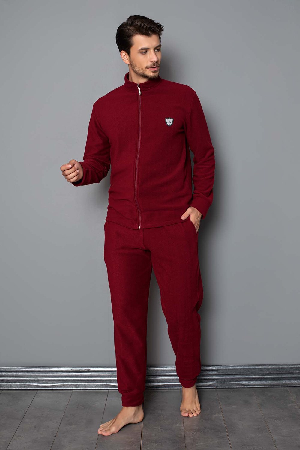 Elitol 2908-1 Erkek Fermuarlı Polar Pijama Takım