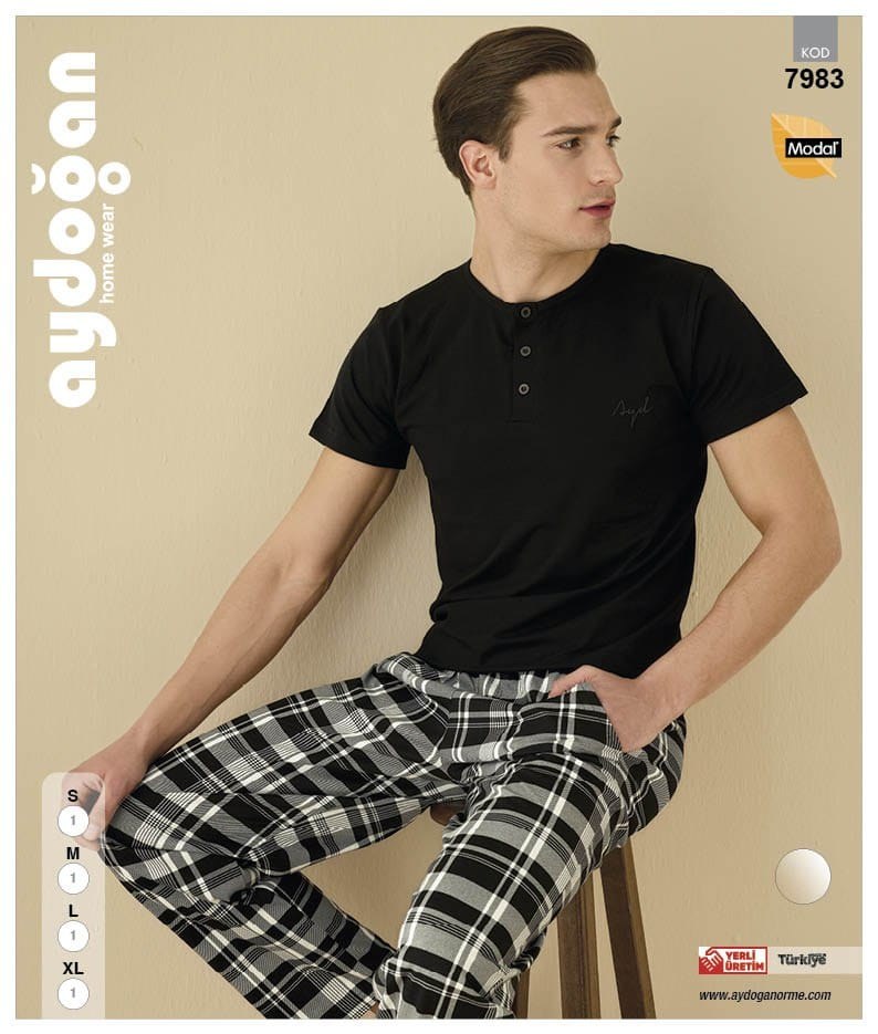 Aydoğan 7983 Bay Kısa Kol Pijama Takım