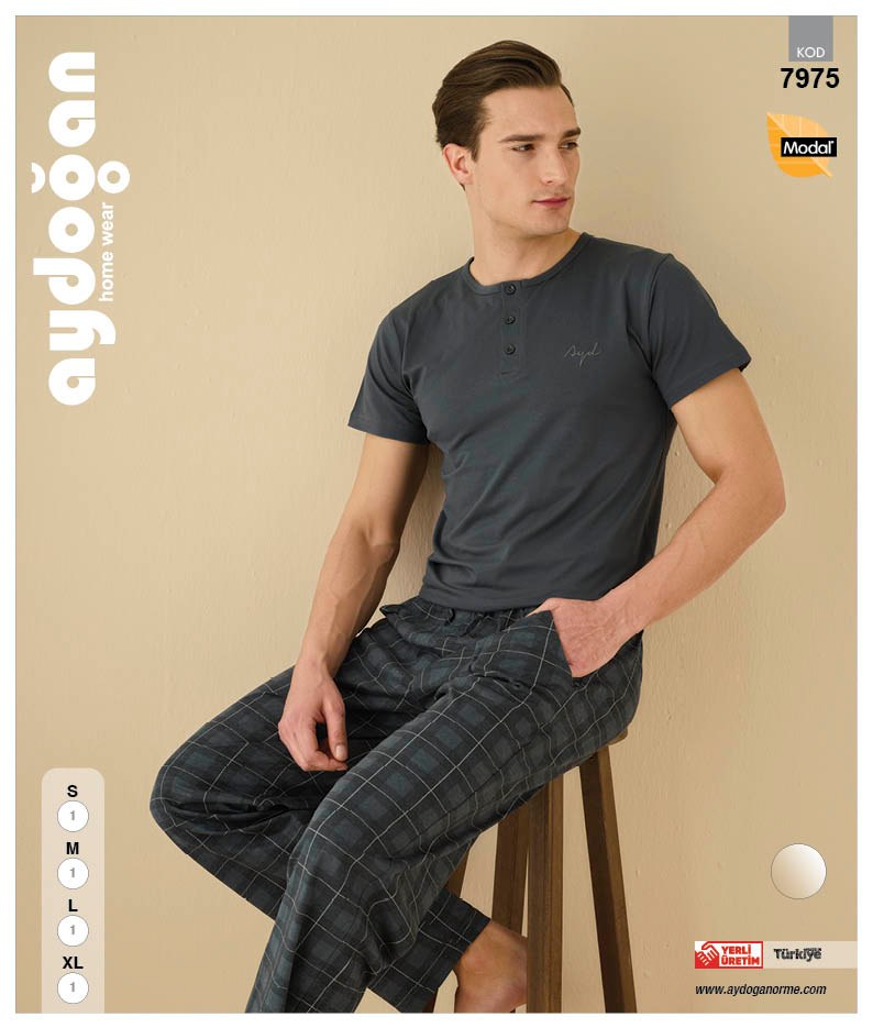 Aydoğan 7975 Bay Modal Kısa Kol Pijama Takım
