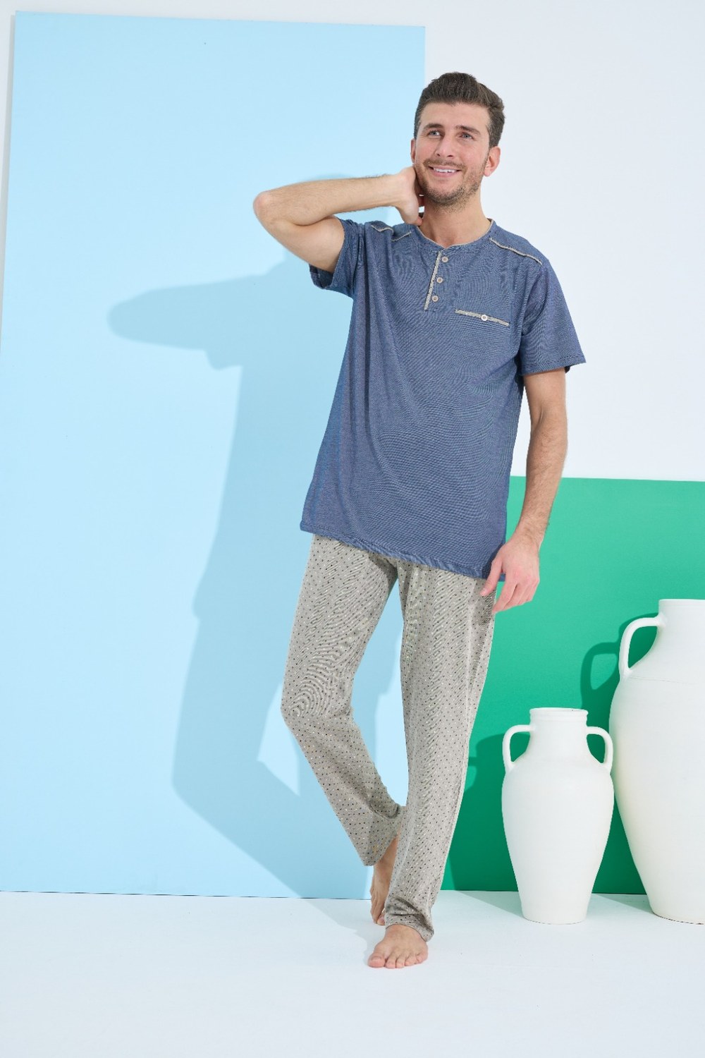 Elitol 9801-6 Erkek Kısa Kol Pijama Takım