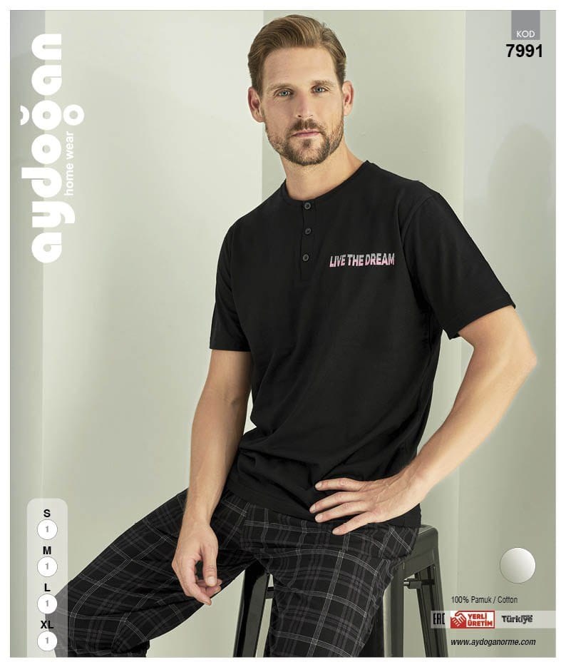 Aydoğan 7991 Erkek Kısa Kol Pijama Takım
