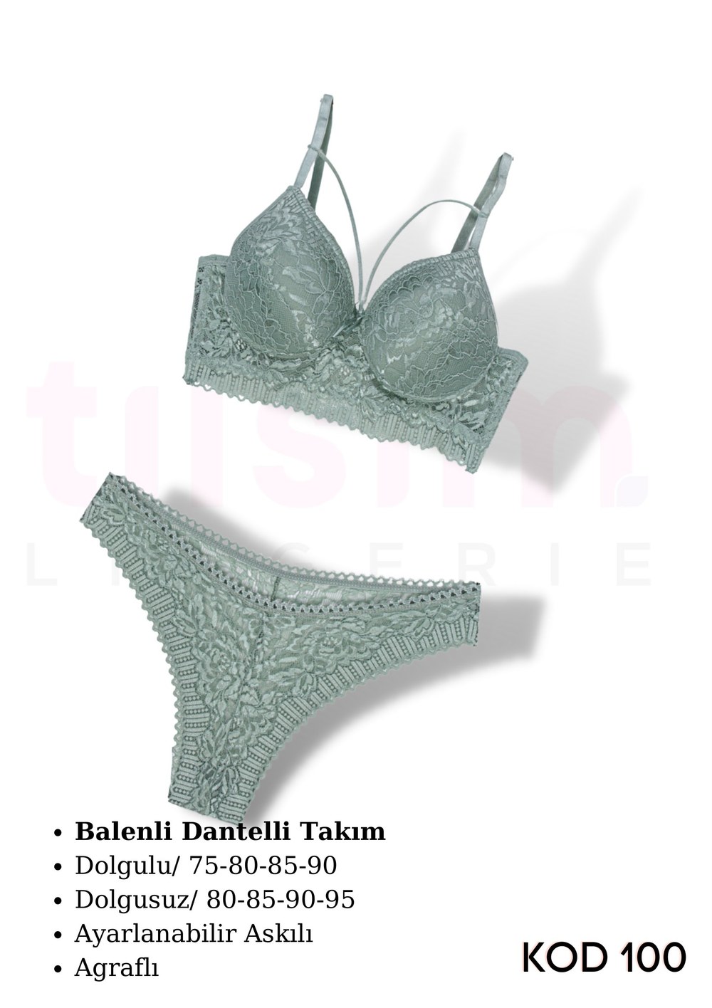 Tılsım Balenli Uzun Dantelli Sutyen Takım