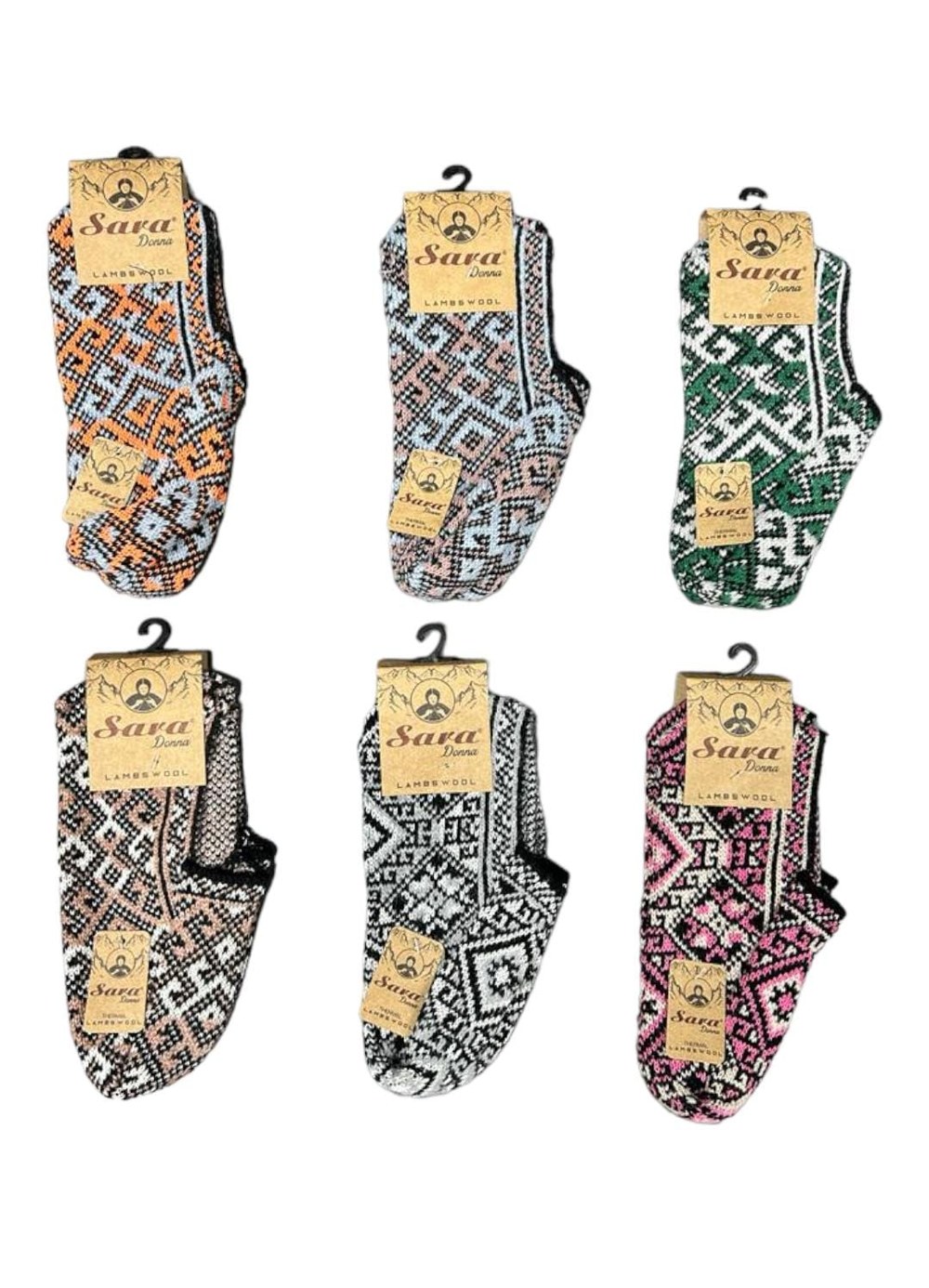 Sara Donna Lambsswoll Anne Motif Patik