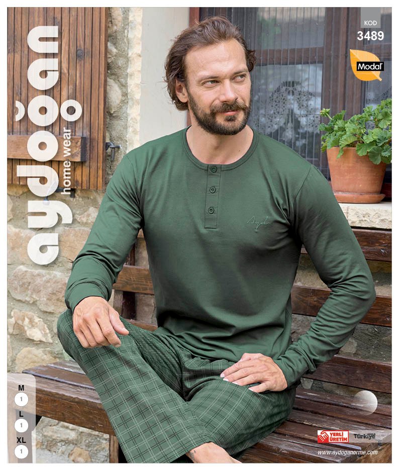 Aydoğan 3489 Bay Modal U.Kol Pijama Takım