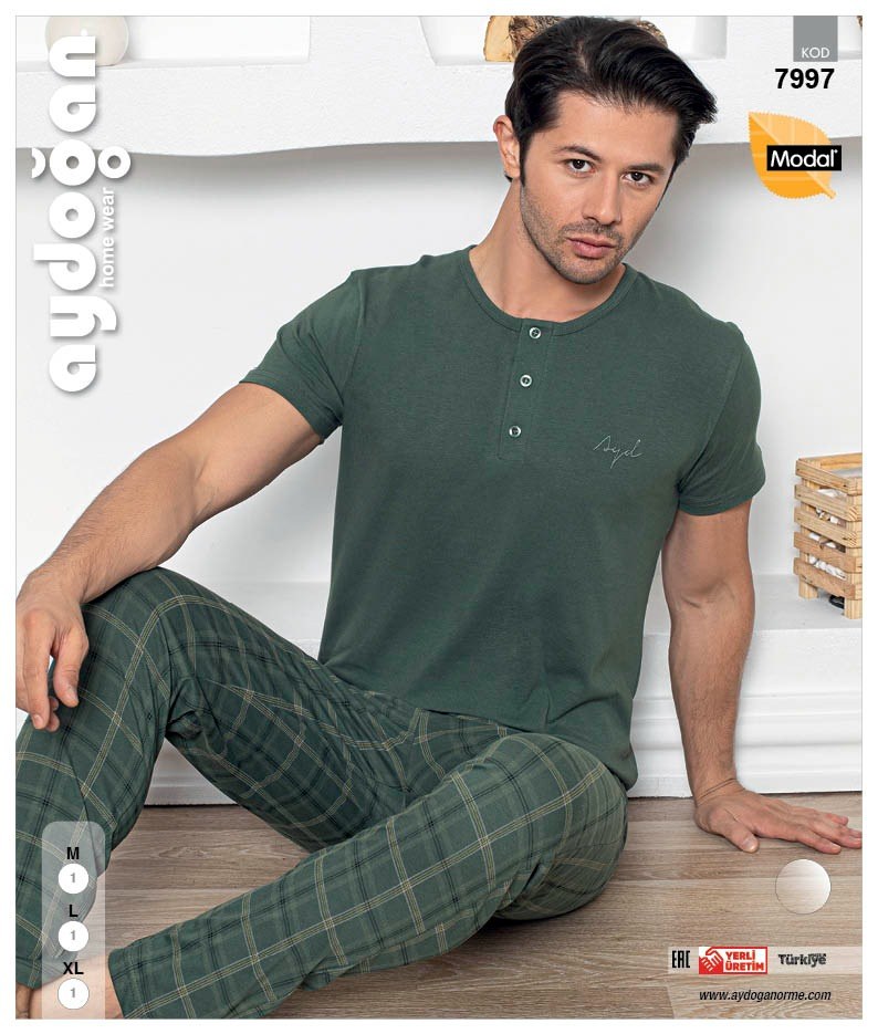 Aydoğan 7997 Erkek Modal Patlı Kısa Kol Pijama Takım