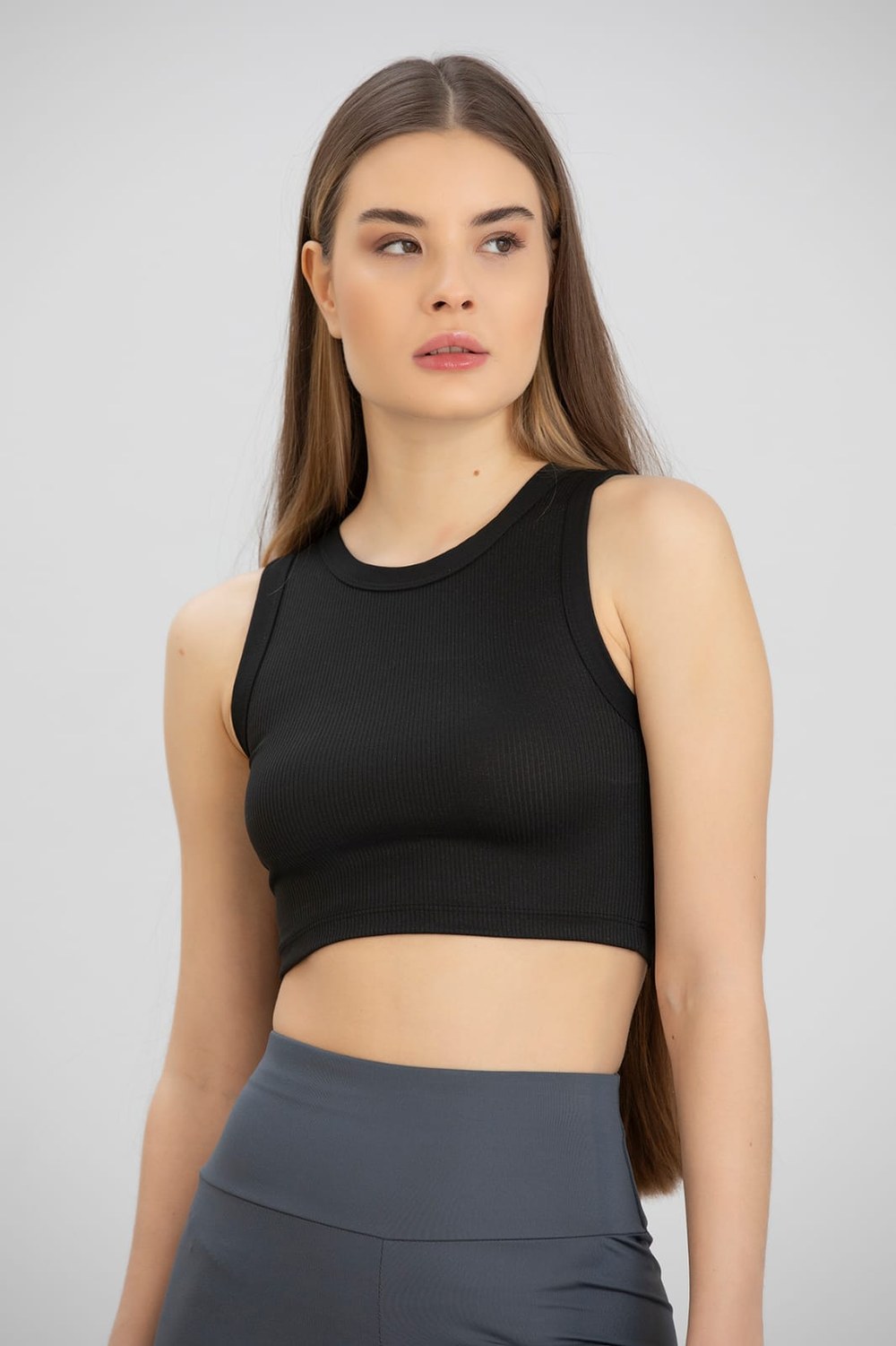 Aurafıt Bayan Bisiklet Yaka Fitilli Crop Top