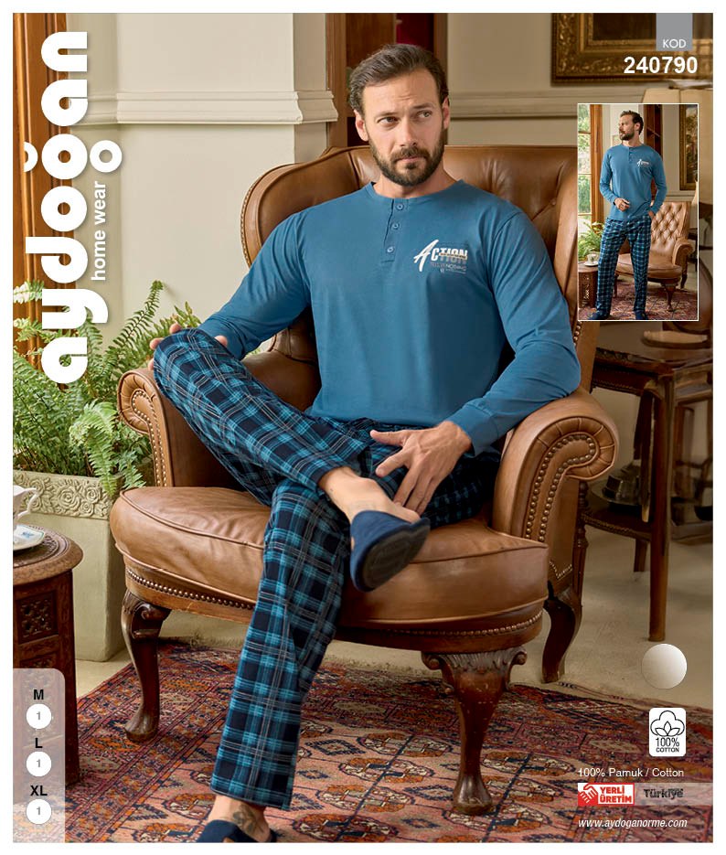 Aydoğan 240790 Erkek Thermal Patlı Uzun Kol Pijama Takım