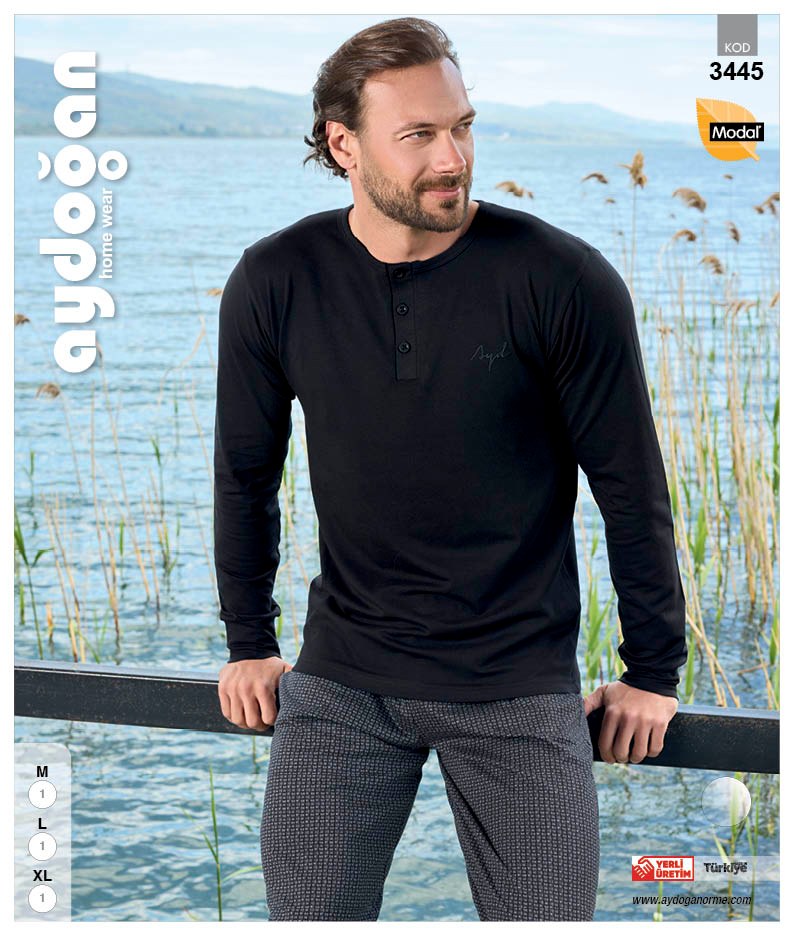 Aydoğan 3445 Bay Modal Uzun Kol Pijama Takım