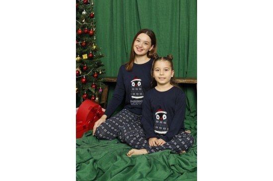 Elitol 1270-10 Bayan Lacıvert Pamuklu Likralı Pijama Takımı