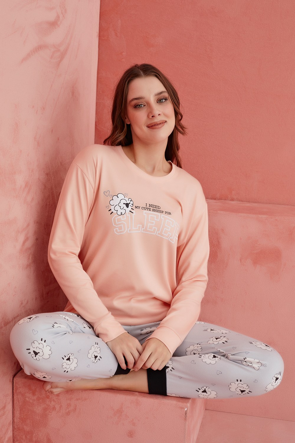 Elitol 1190-13-B Bayan Somon Battal Thermal Pijama Takımı