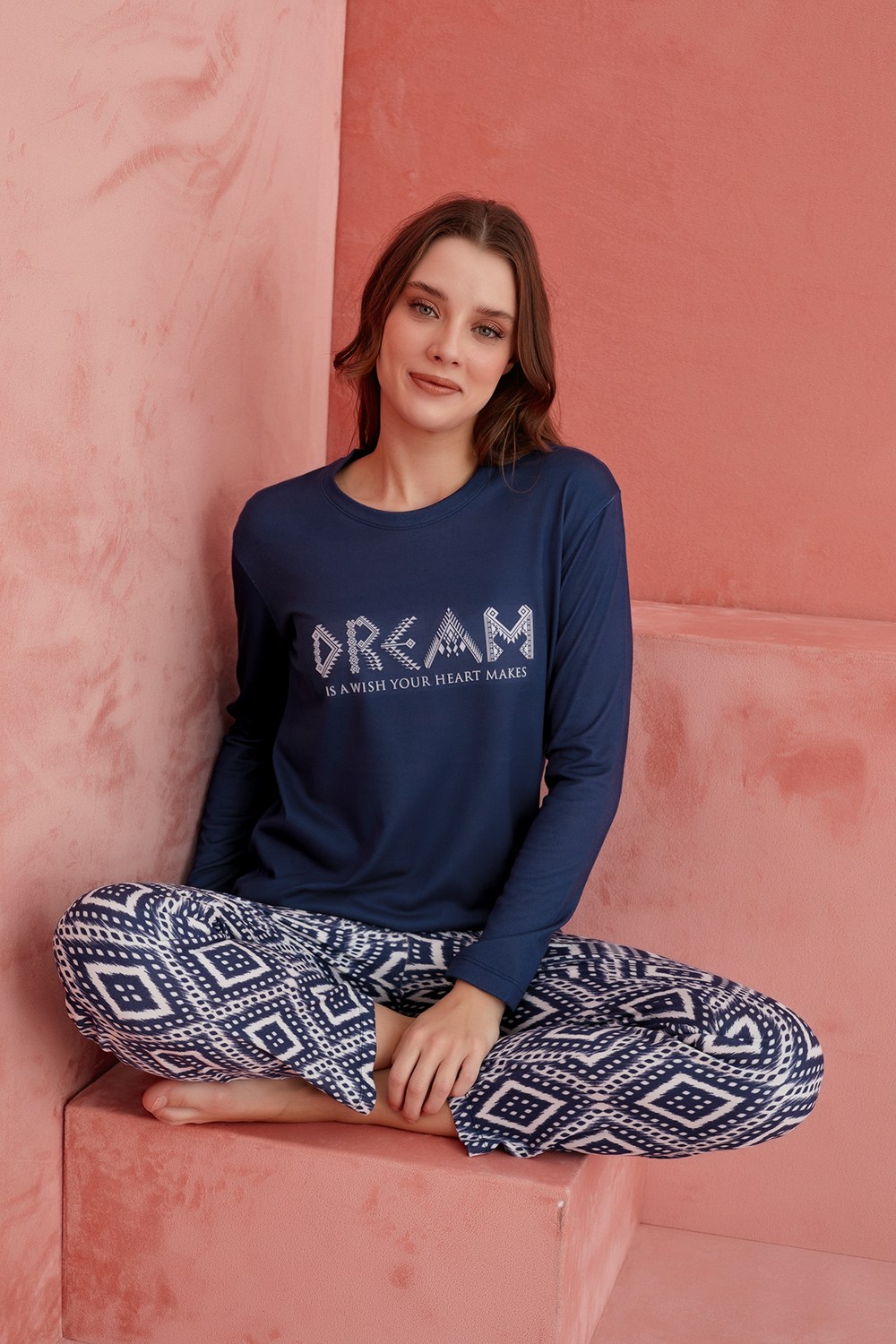 Elitol 1190-8 Bayan Desenli Thermal Pijama Takımı