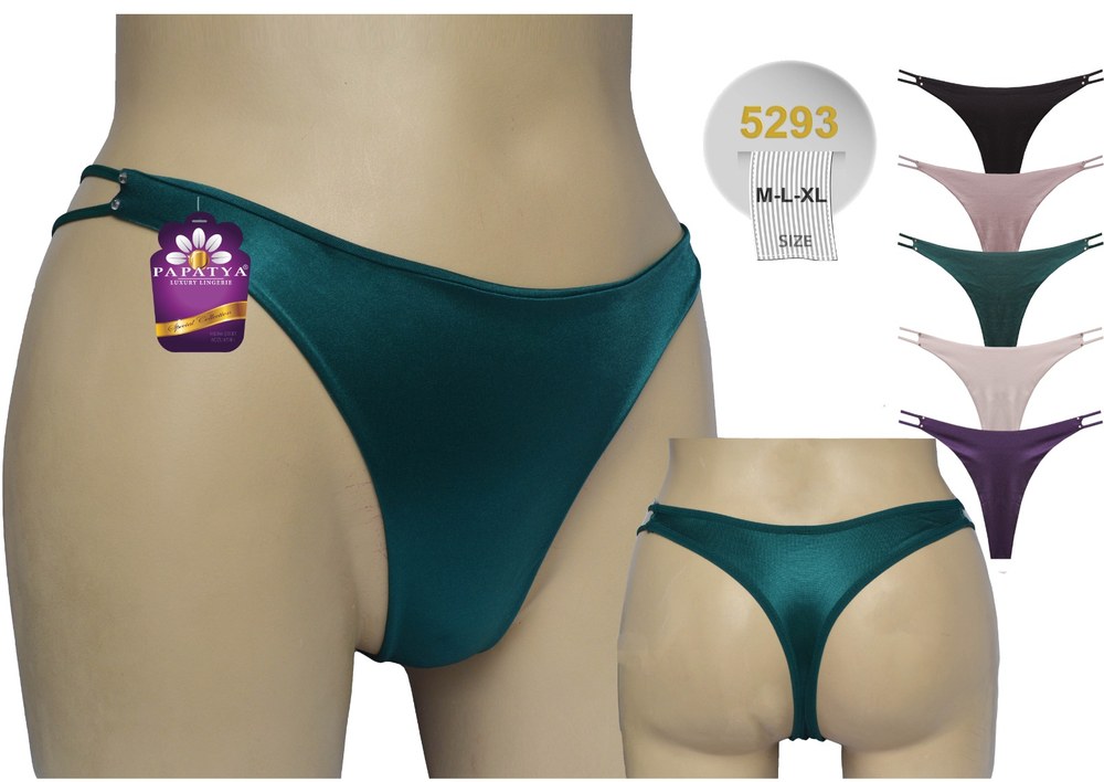Papatya 5293 Tanga Komple Saten Yanlar Ip Asotri