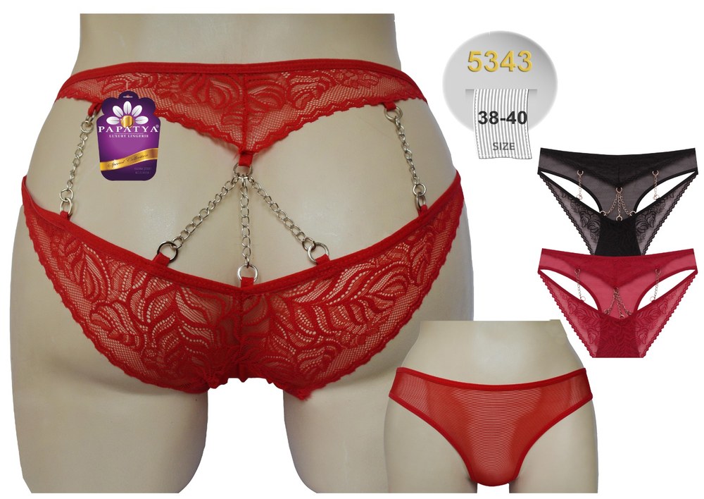 Papatya 5343 Bikini On Tul Arka Bant Ortası Zıncır Aksesuar Asorti