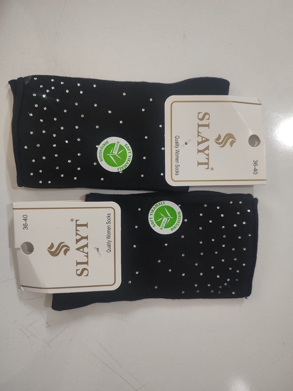 Slayt Bayan Riply Taş Baskı Çorap