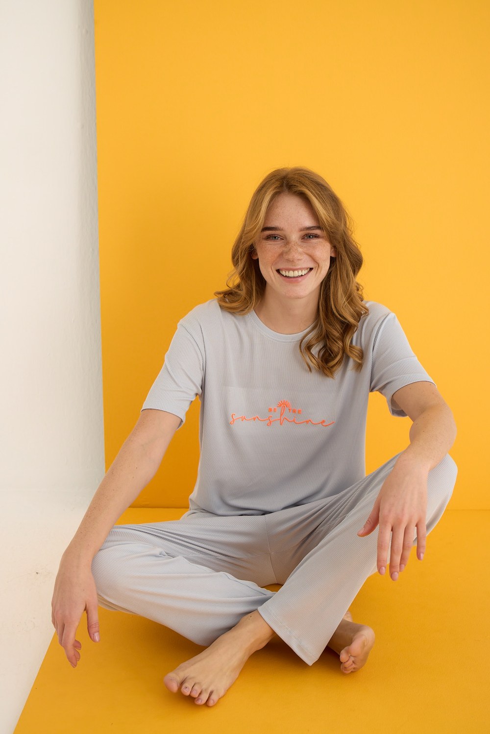 Eliz 7031-3 Bayan Kaşkorse Mavi Pijama Takım
