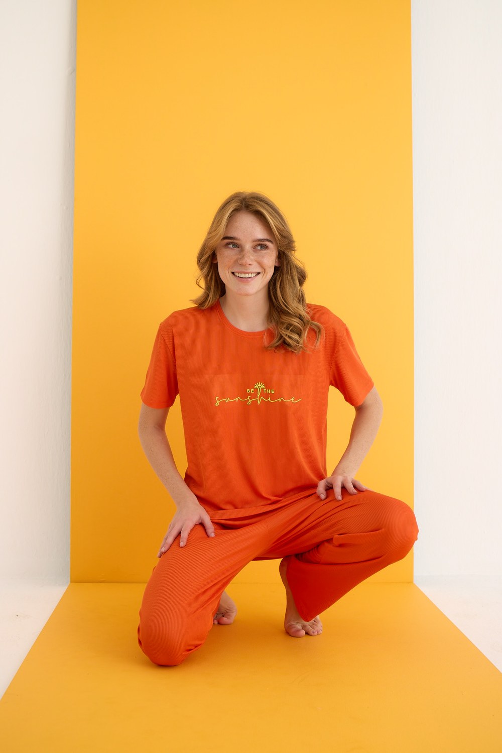 Eliz 7031-4 Bayan Kaşkorse Turuncu Pijama Takım