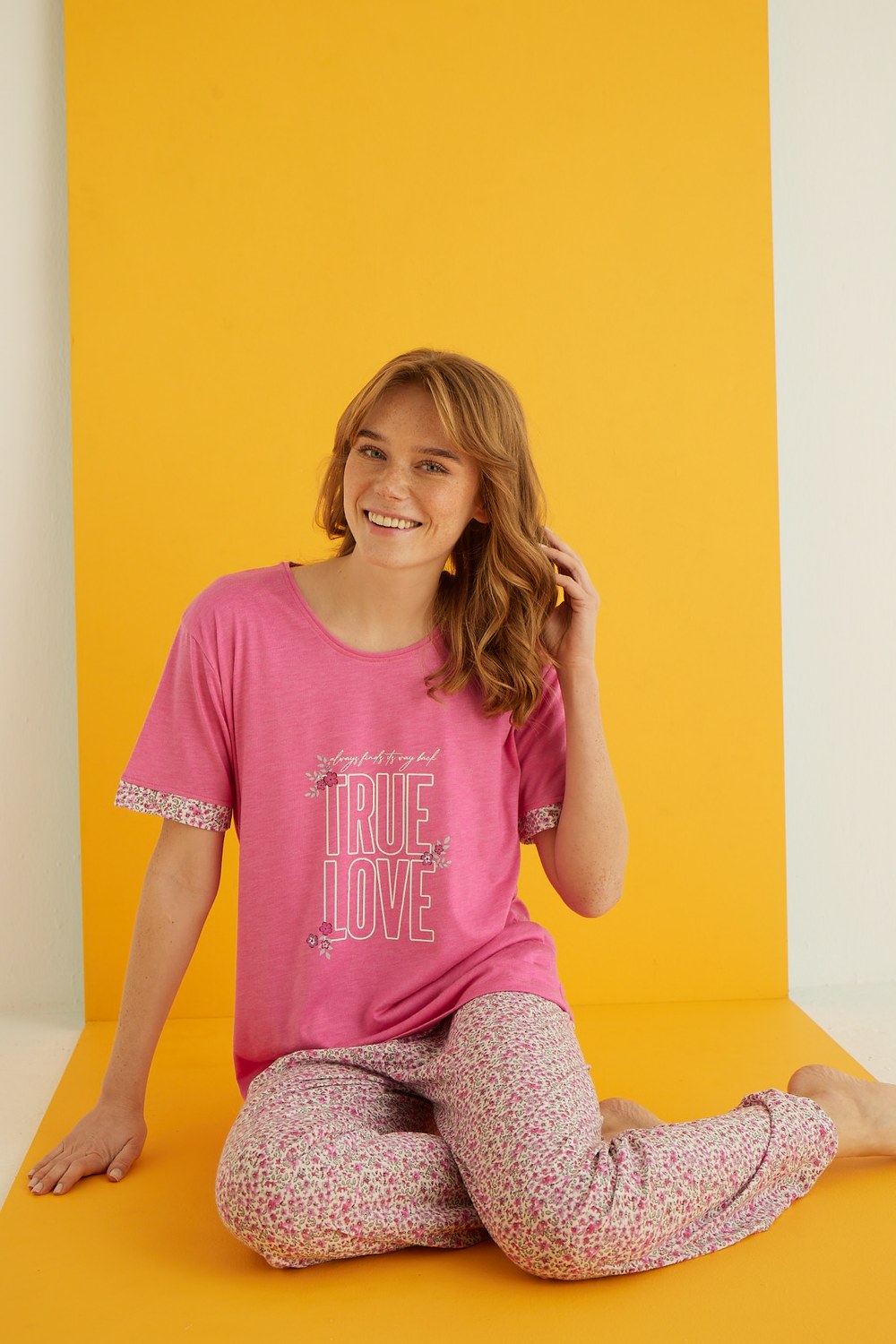 Eliz 7042-1 Bayan Viskon Fuşya Pijama Takım