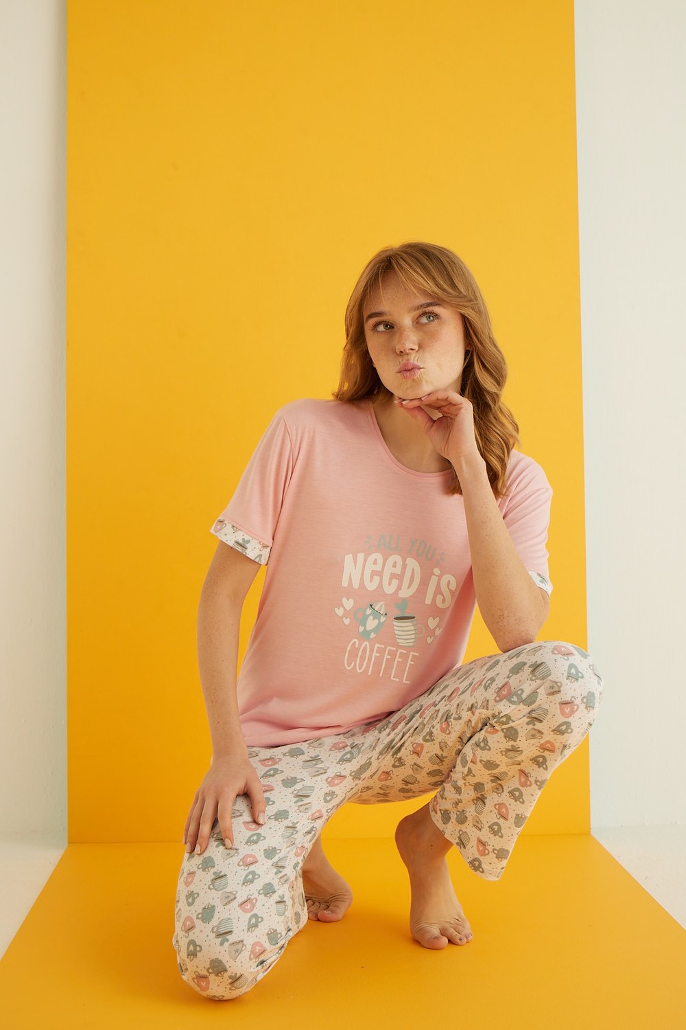 Eliz 7042-10 Bayan Viskon Pudra Pijama Takım