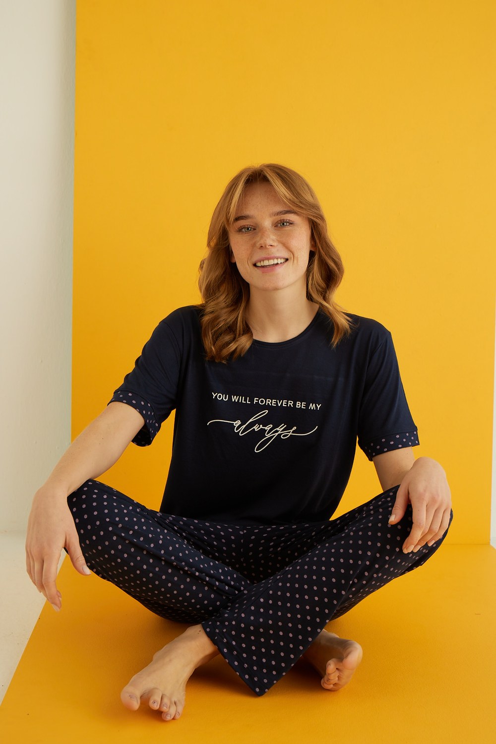 Eliz 7042-20 Bayan Viskon Lacıvert Pijama Takım