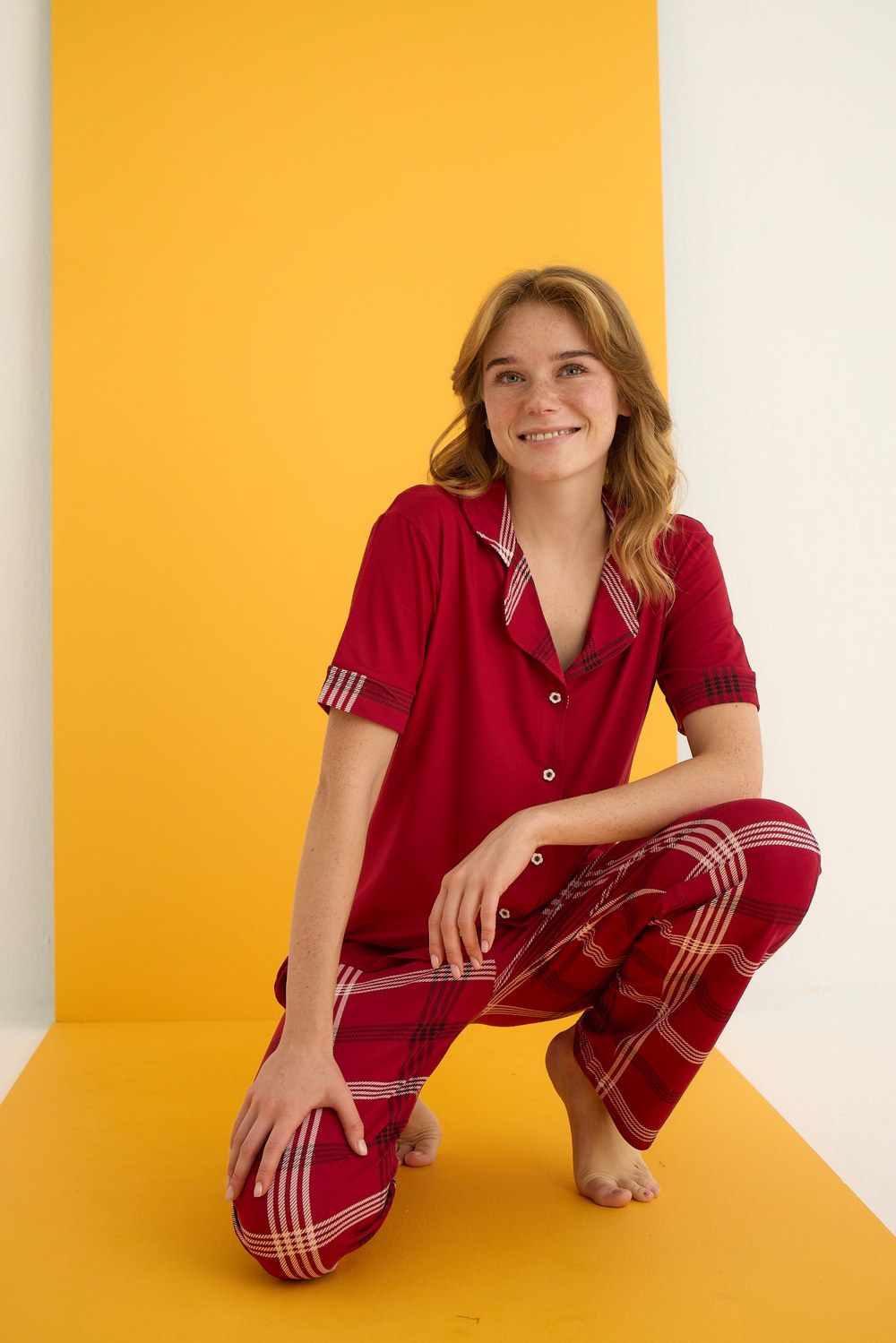 Eliz 7053-6 Bayan Bamboo Bordo Düğ.Pijama Takım