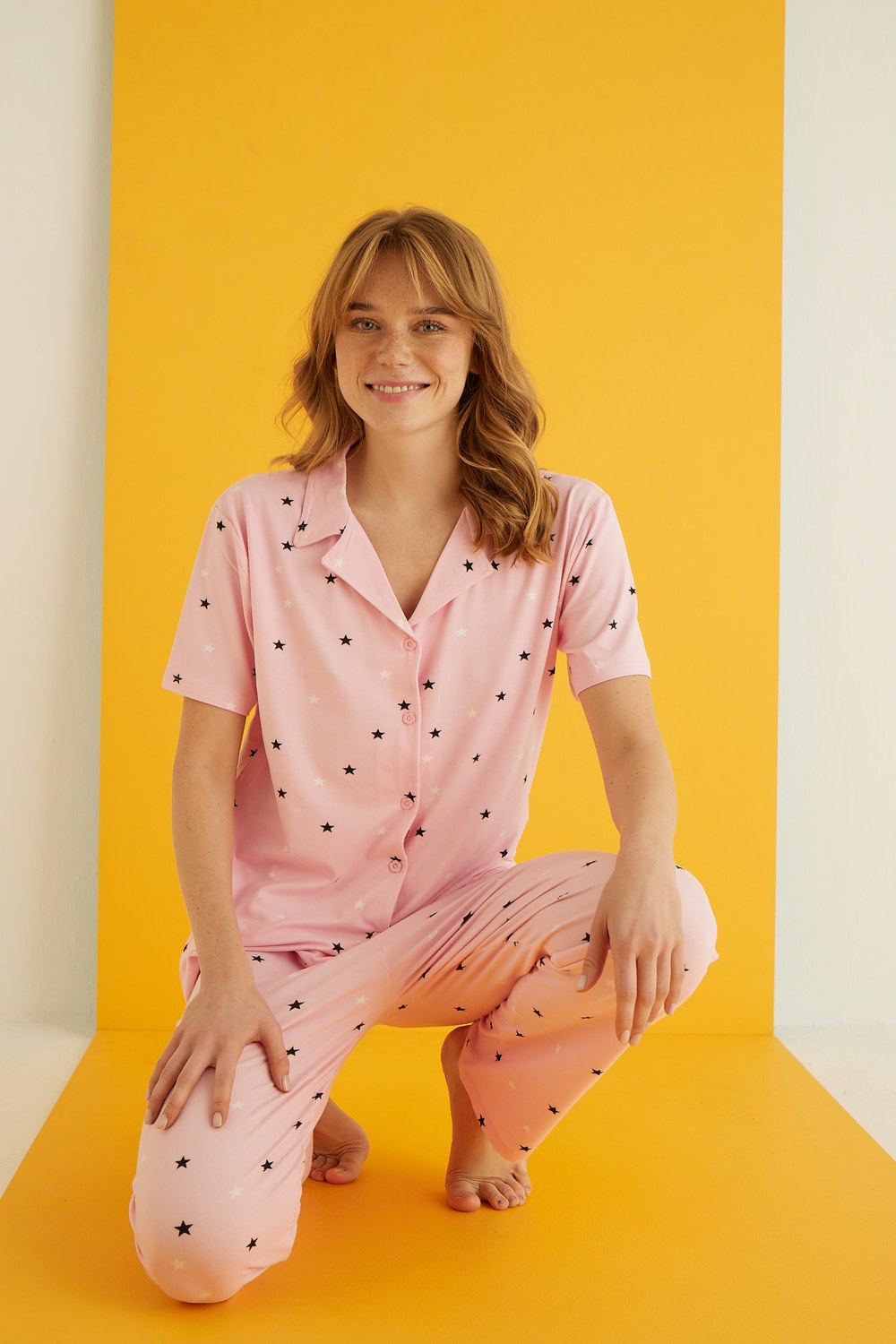 Eliz 7054-24 Bayan Bamboo Desenli Düğ.Pijama Takım