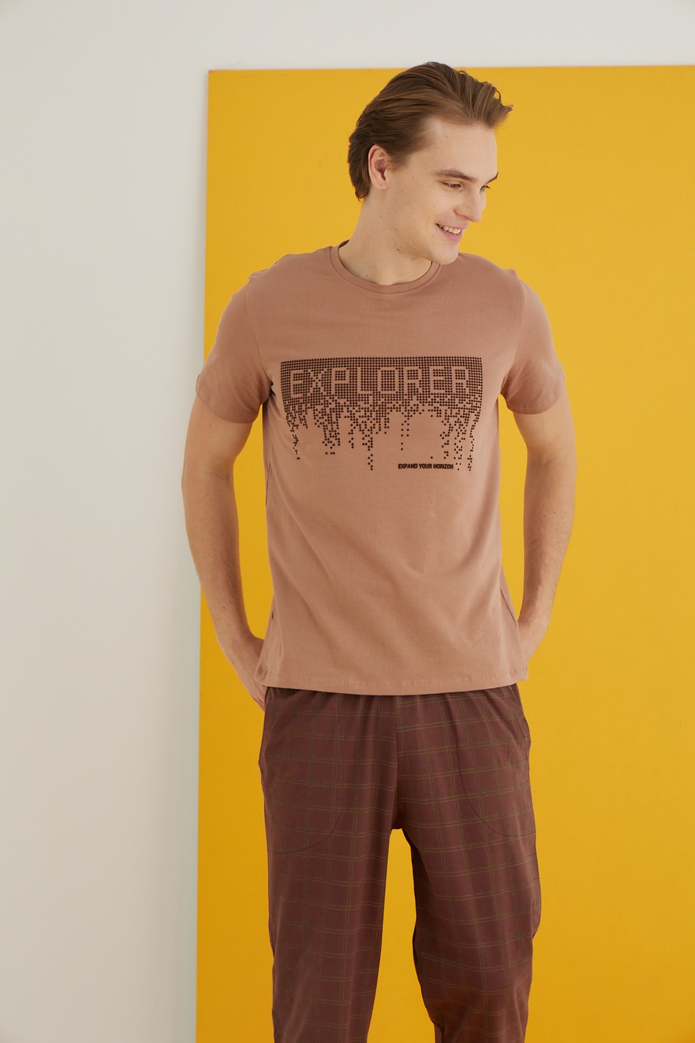 Elitol 7501-12 Erkek Kahve Pijama Takım