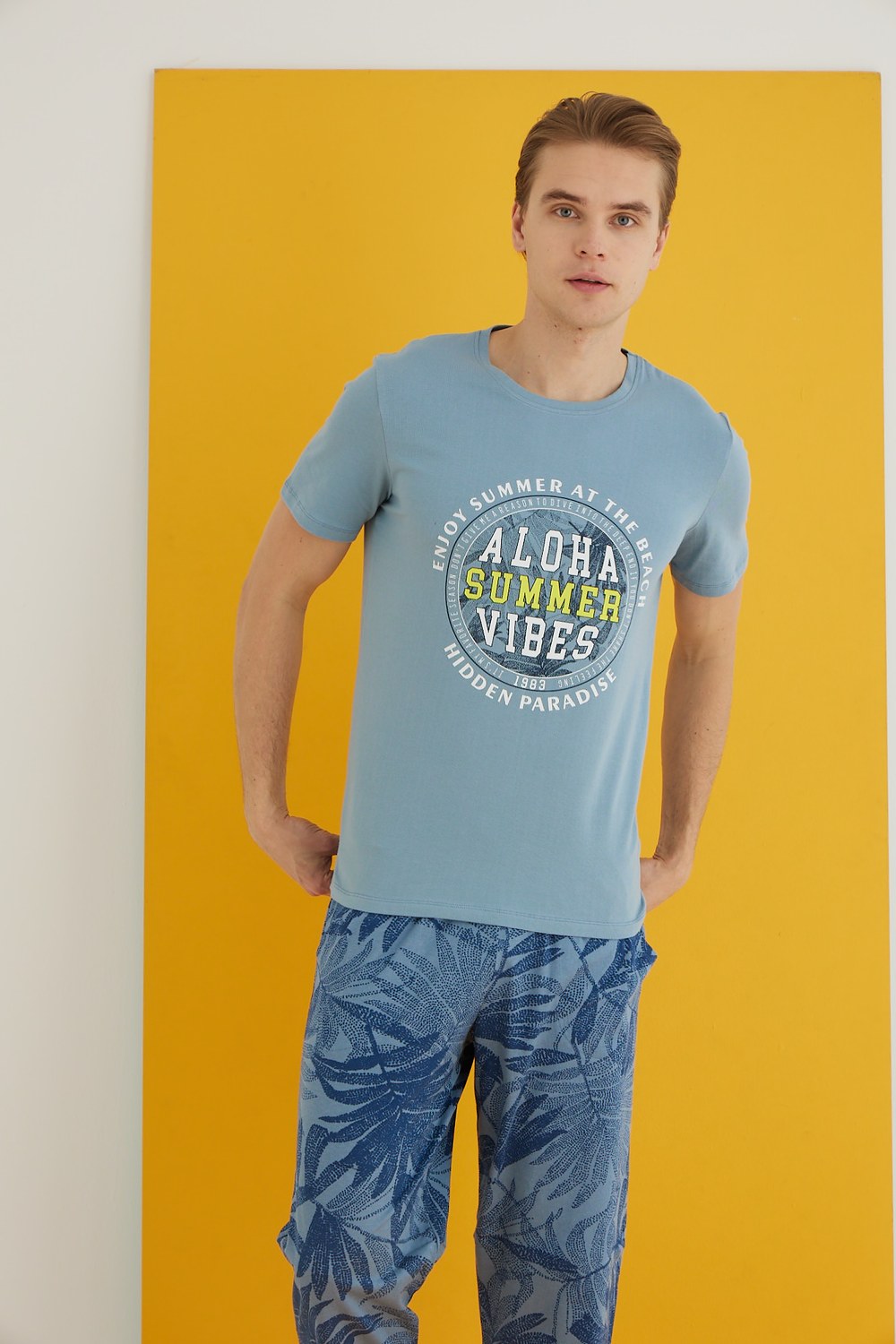 Elitol 7501-5 Erkek Mavi Pijama Takım