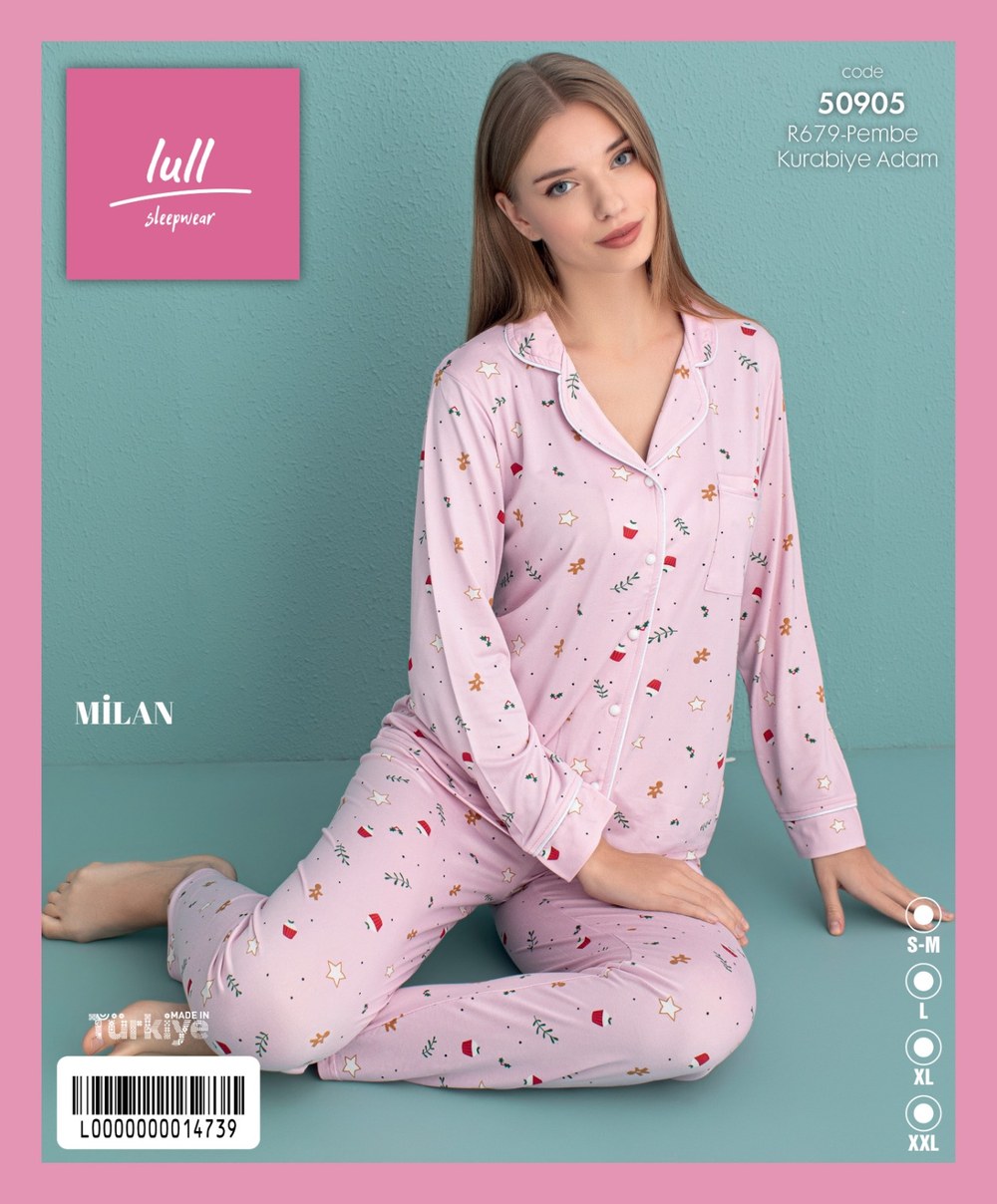 Arcan 50905 Pembe Milan Düğmeli Desenli Pijama Tkm