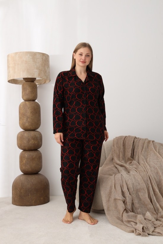 Boyraz 02162 Bayan Süet Batt.Düğmeli Pijama Takımı