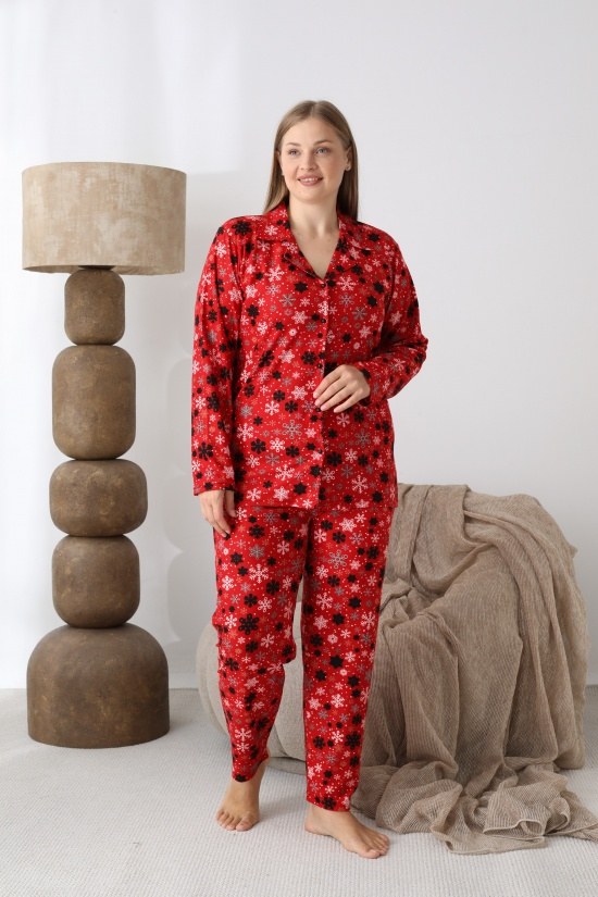 Boyraz 02170 Bayan Süet Batt.Düğmeli Pijama Takımı