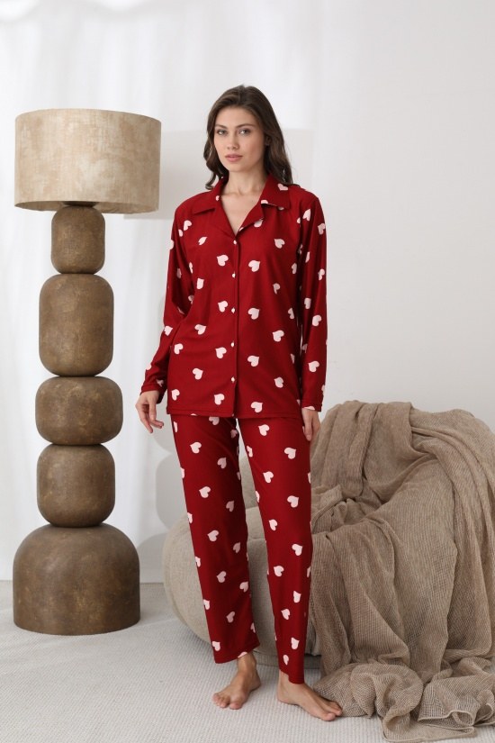 Boyraz 02271 Bayan Süet Düğmeli Pijama Takımı