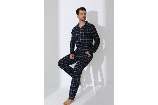 Boyraz 70088 Erkek Penye İnt.Düğmeli U.Kol Pijama Takımı