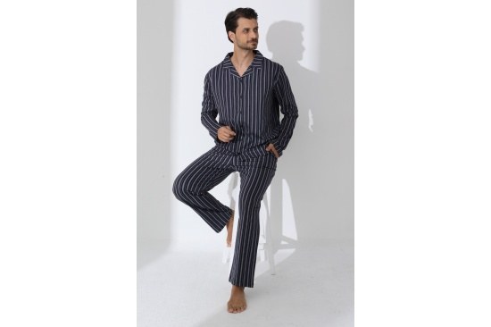 Boyraz 70089 Erkek Penye İnt.Düğmeli U.Kol Pijama Takımı