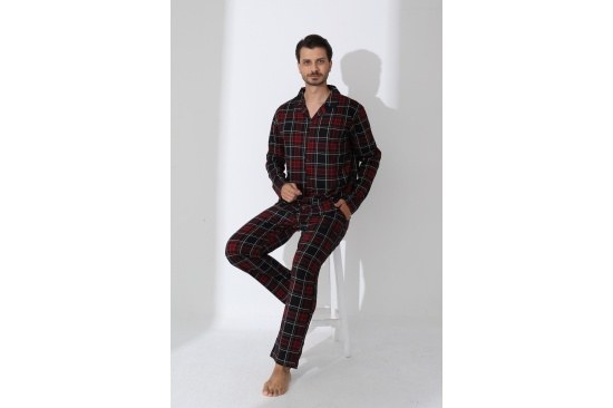 Boyraz 70090 Erkek Penye İnt.Düğmeli U.Kol Pijama Takımı