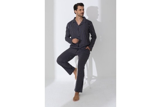 Boyraz 70091 Erkek Penye İnt.Düğmeli U.Kol Pijama Takımı