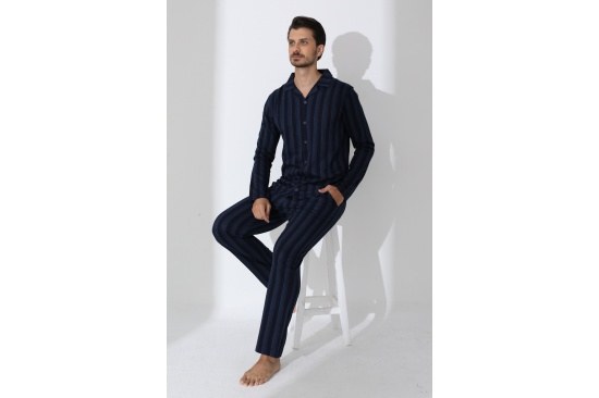 Boyraz 70094 Erkek Penye İnt.Düğmeli U.Kol Pijama Takımı