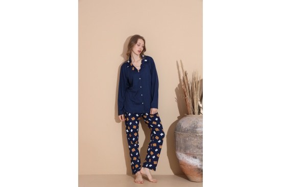 Boyraz 08016 Bayan Soft Sendy Düğmeli Pijama Takımı